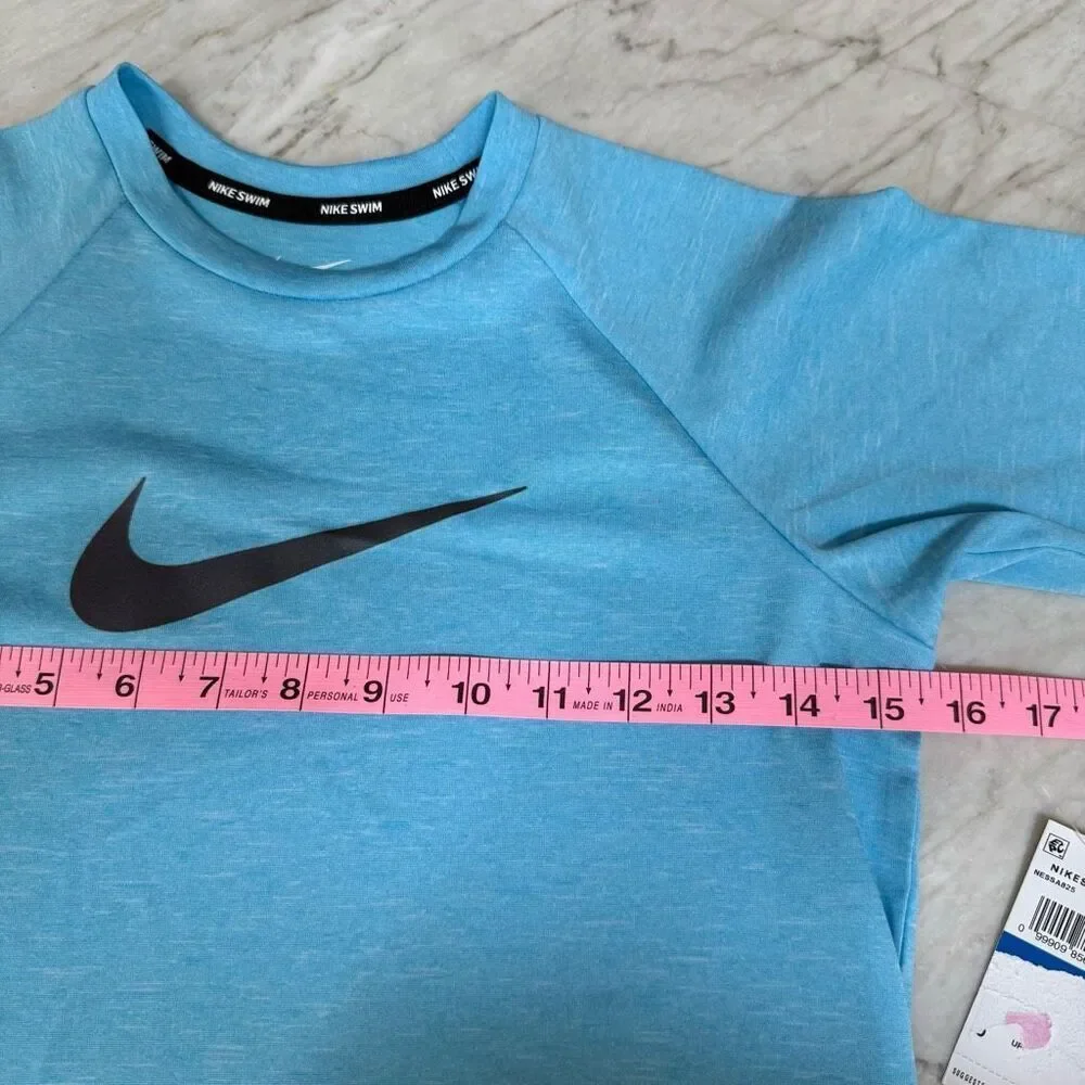 Nike Boy's Heather blue Short Sleeve Hydroguard Swim Shirt Sz M 10/12 NWT